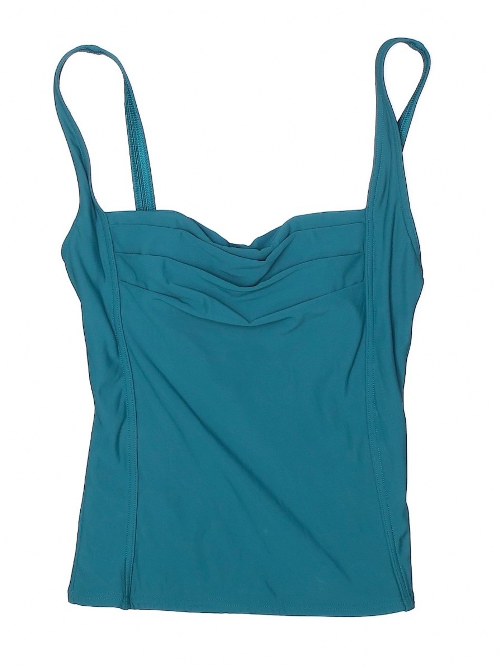CALVIN KLEIN Teal Women’s Swimsuit Tank Top with Cups and Ruched Front